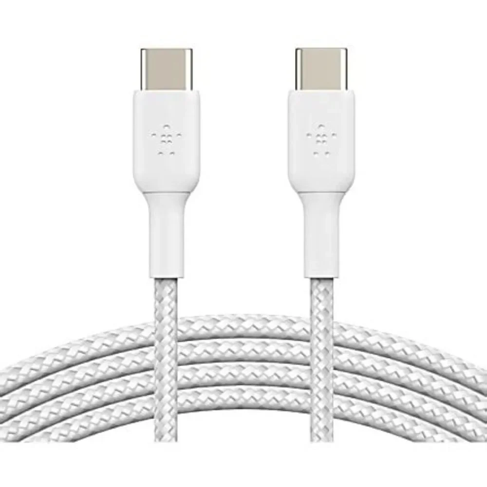 Braided USB-C To USB-C Cable, 1M/3.3ft, White